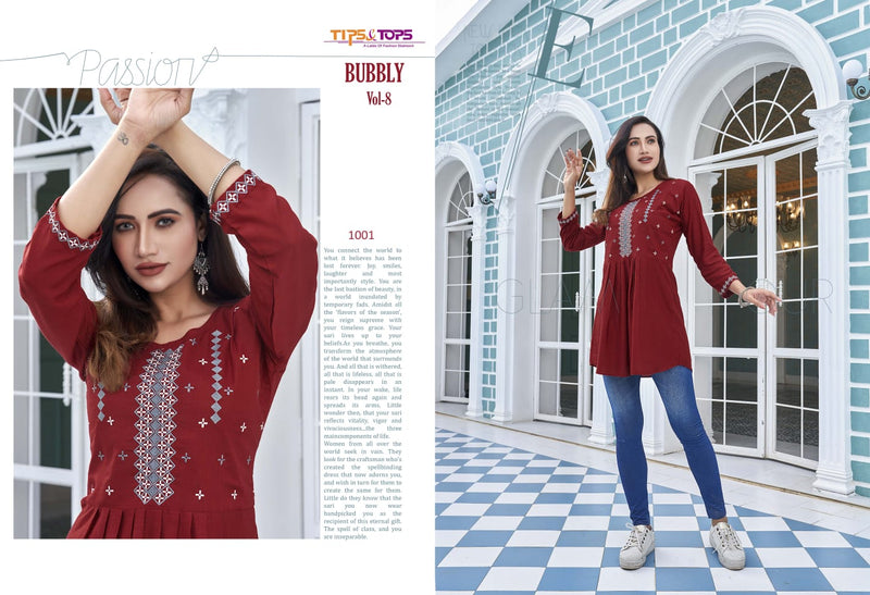 Tips & Tops Bubbly Vol 8 Rayon With Western Look Stylish Designer Party Wear Kurti