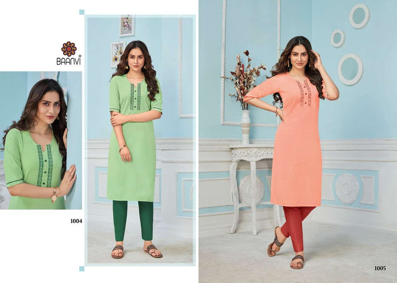 Baanvi Rang Vol 1 Cotton Slub With Embroidery Work Kurti