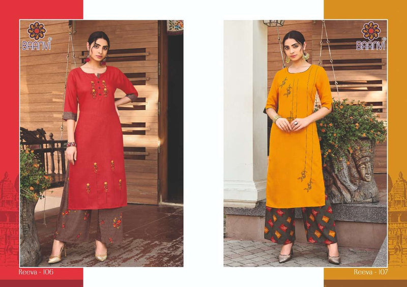 Baanvi Reeva Vol 1 Cotton With Embroidered Casual Wear Kurti