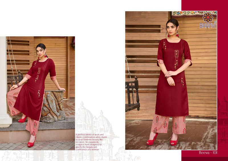 Baanvi Reeva Vol 1 Cotton With Embroidered Casual Wear Kurti