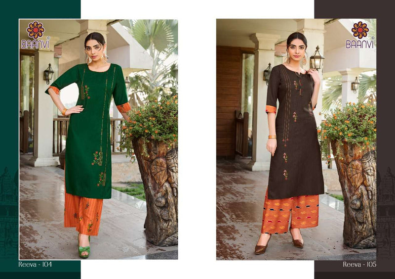 Baanvi Reeva Vol 1 Cotton With Embroidered Casual Wear Kurti