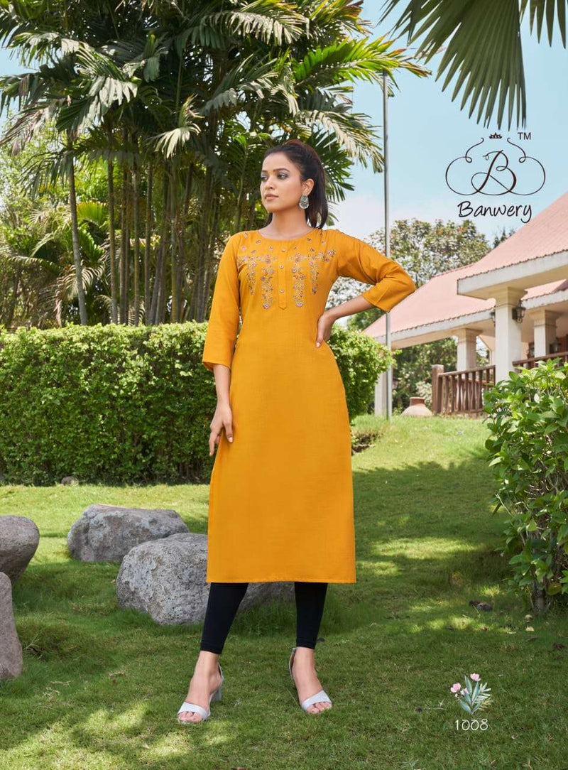 Banwery Fashion By Paheli Cotton With Heavy Embroidery Work Casualwear Exclusive Fancy Readymade  Kurtis