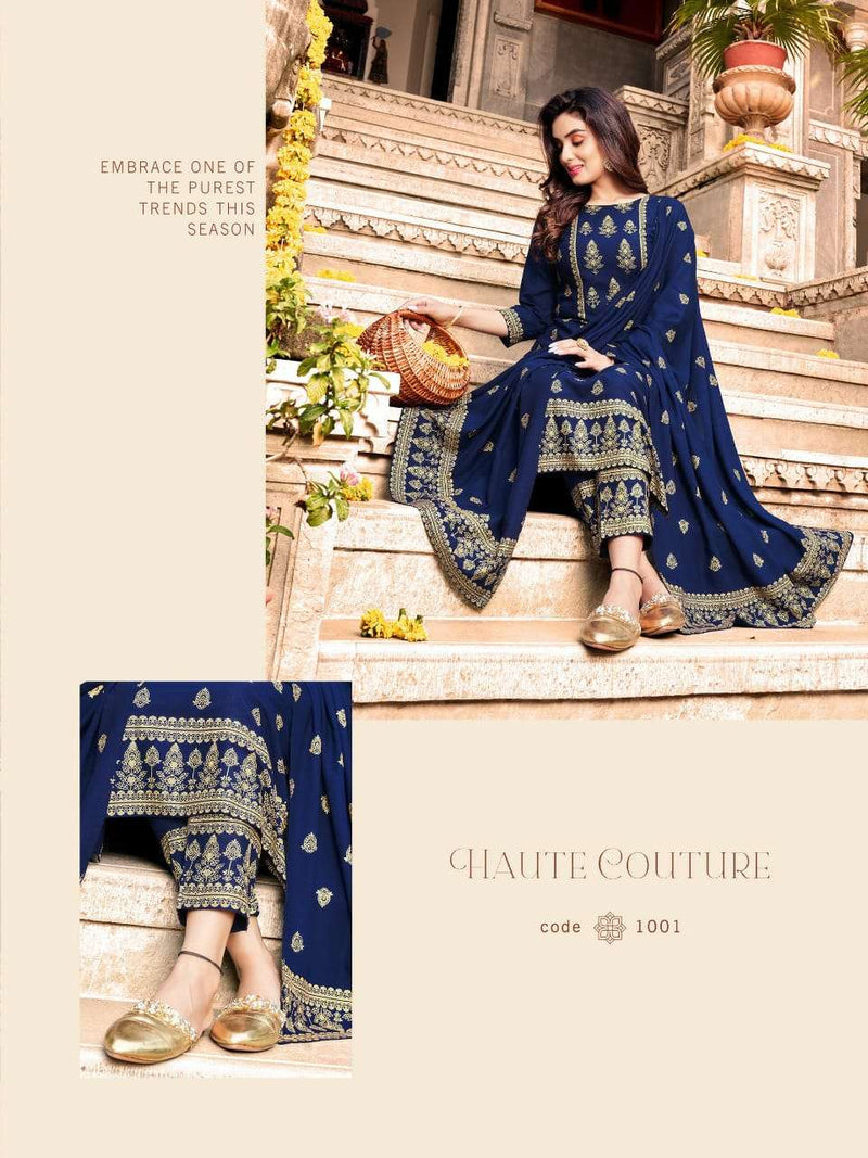 Banwery Launch By Parishi Rayon Foil Prined Exclusive Attractive Look Pakistani Salwar Kameez