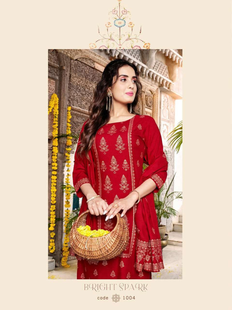 Banwery Launch By Parishi Rayon Foil Prined Exclusive Attractive Look Pakistani Salwar Kameez