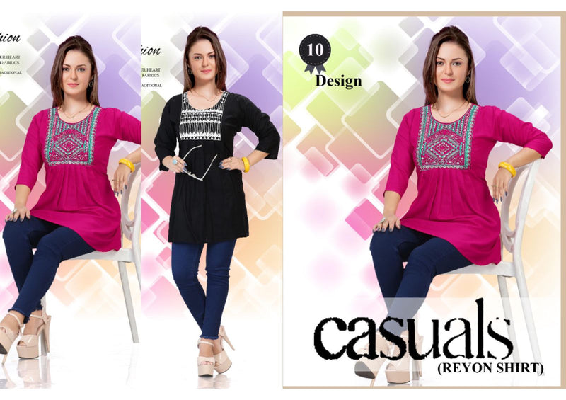 Beauty Queen Casuals Heavy Rayon Short Readymade Fancy Wear Classic Look Kurtis