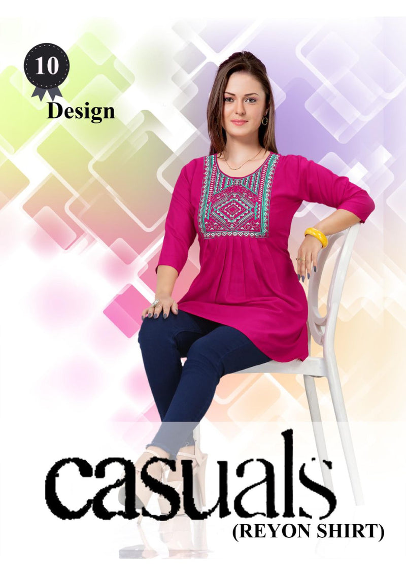 Beauty Queen Casuals Heavy Rayon Short Readymade Fancy Wear Classic Look Kurtis