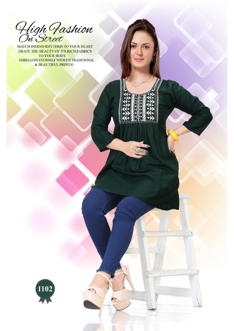 Beauty Queen Casuals Heavy Rayon Short Readymade Fancy Wear Classic Look Kurtis