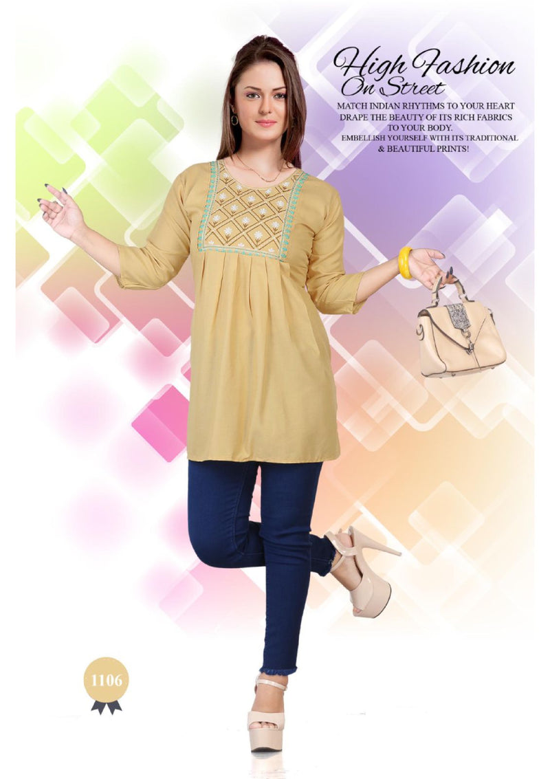 Beauty Queen Casuals Heavy Rayon Short Readymade Fancy Wear Classic Look Kurtis