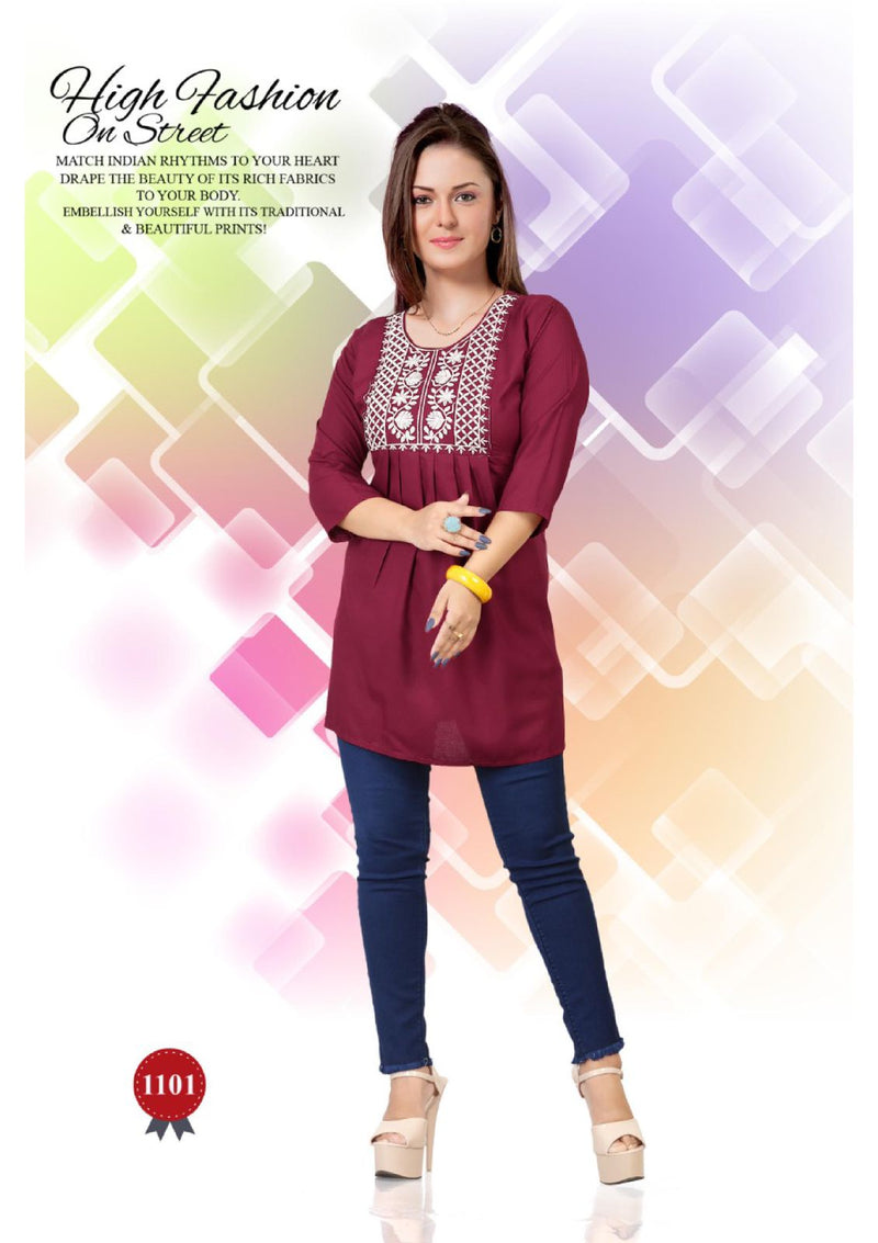 Beauty Queen Casuals Heavy Rayon Short Readymade Fancy Wear Classic Look Kurtis