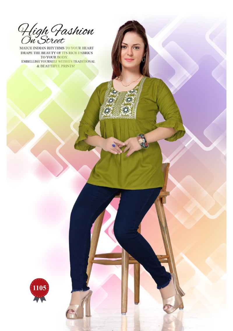 Beauty Queen Casuals Heavy Rayon Short Readymade Fancy Wear Classic Look Kurtis