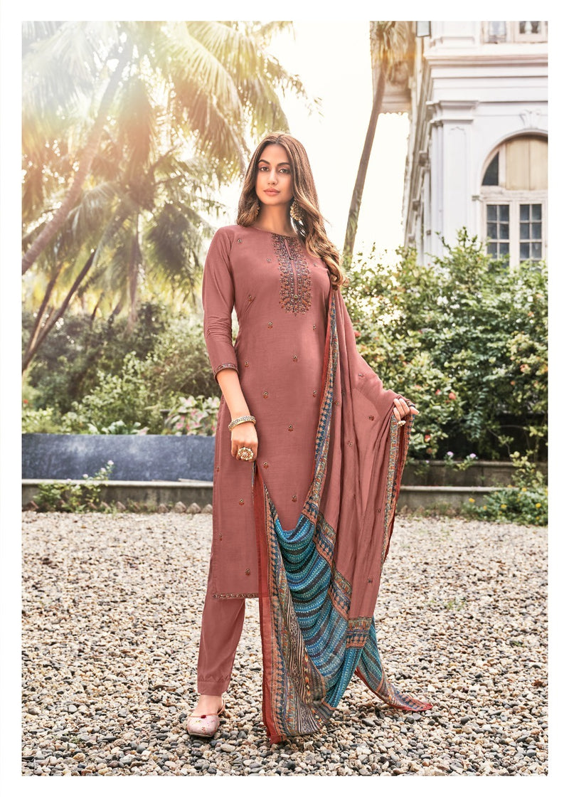 Bela Fashion Naayaab Maslin Digital Mulberry Silk Embroidered Salwar Kameez