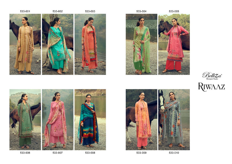 Belliza Designer Studio Riwaaz Pure Jam Cotton Digital Print Work Salwar Kameez