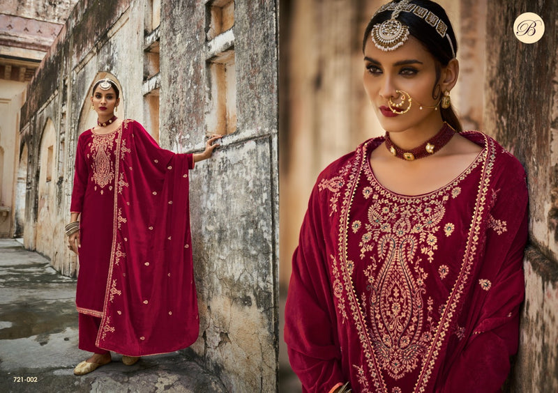 Belliza Designer Suit Yubika Pure Velvet Heavy Embroidery Work Salwar Kameez