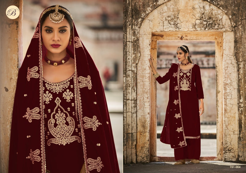 Belliza Designer Suit Yubika Pure Velvet Heavy Embroidery Work Salwar Kameez