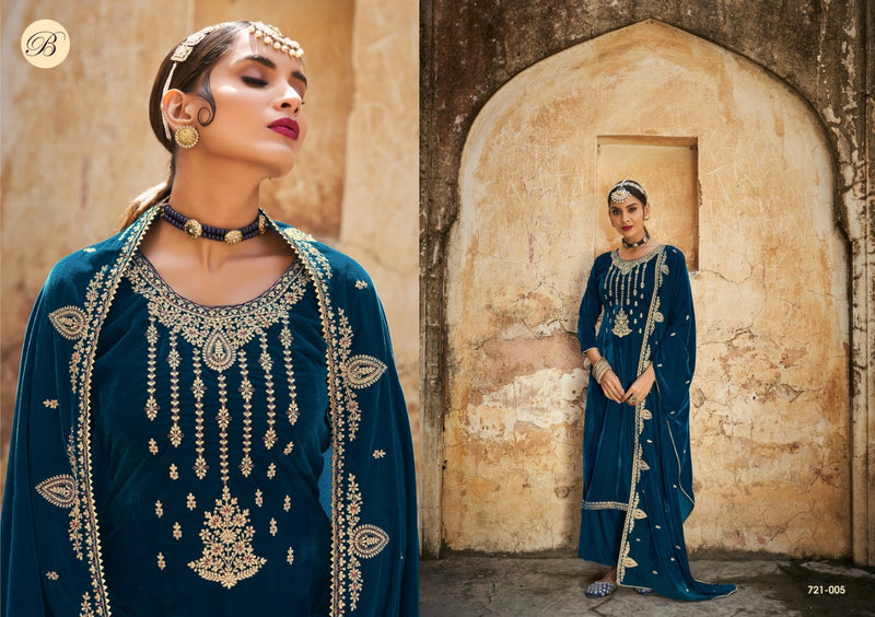 Belliza Designer Suit Yubika Pure Velvet Heavy Embroidery Work Salwar Kameez