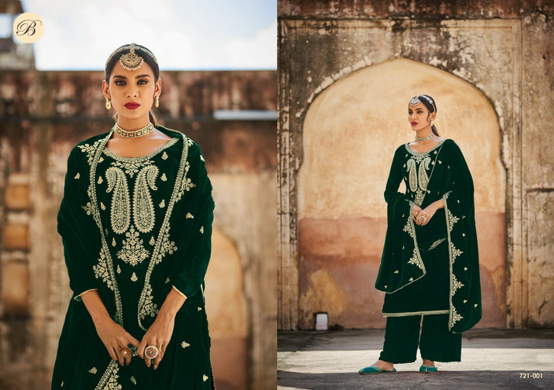 Belliza Designer Suit Yubika Pure Velvet Heavy Embroidery Work Salwar Kameez