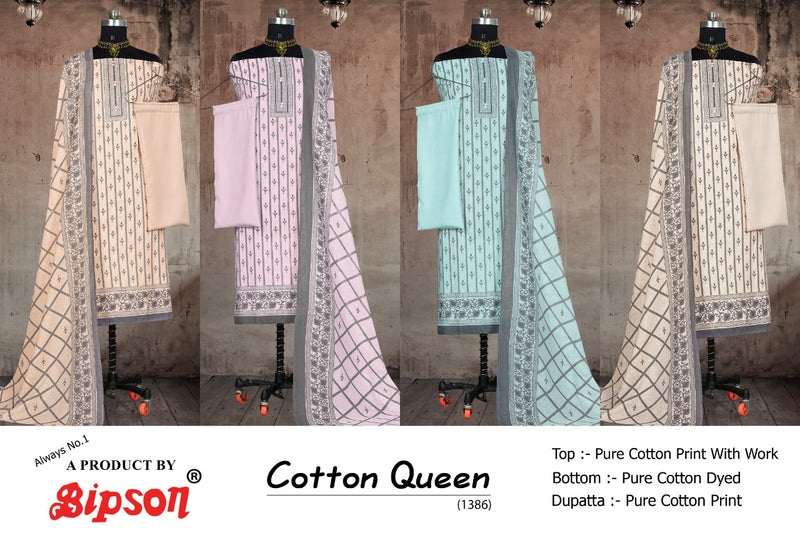 Bipson Cotton Queen 1386 Pure Cotton Print Work Salwar Kameez