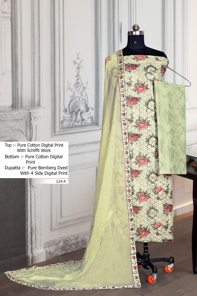 Bipson Dno 224 Cotton Glace Digital Print Work Salwar Suits