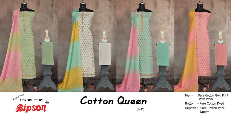 Bipson Fashion Cotton Queen 1457 Pure Cotton Exclusive Printed Summer Wear Salwar kameez