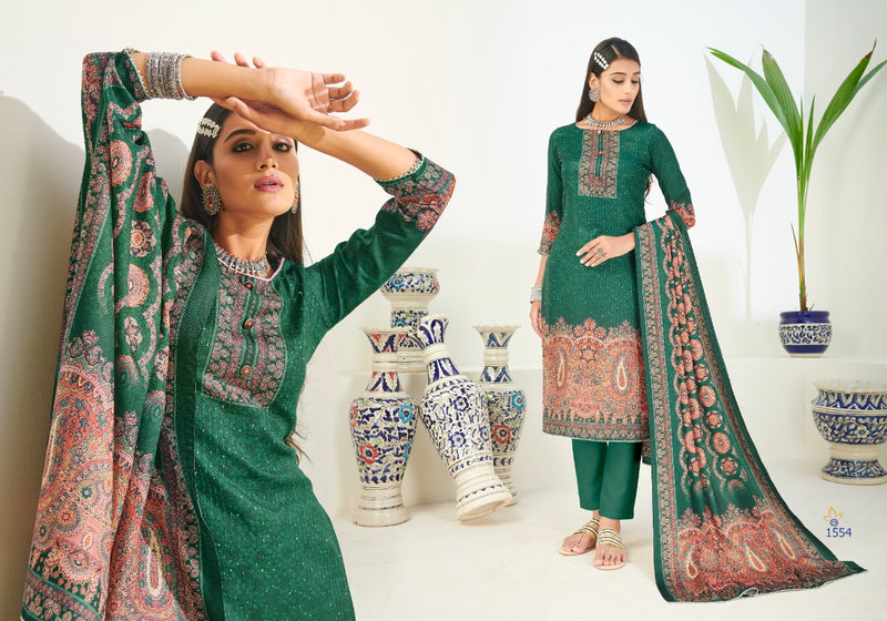 Bipson Hasrat Woolen Pashmina Digital Print Sequence Work Salwar Kameez