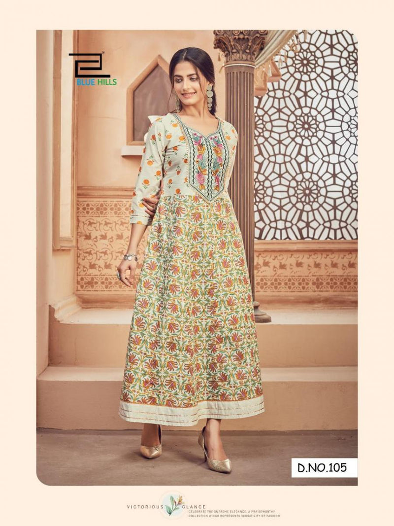 Blue Hills Ada Cambric Cotton With Embroidery Thread Work Gorgeous Look Casual Wear Kurtis