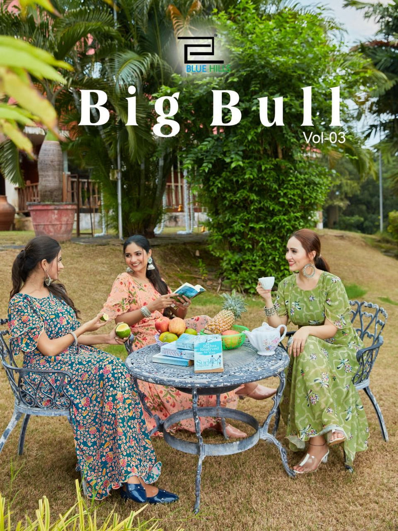 Blue Hills Big Bull Vol 3 Weightless Chiffon Digital Print Stylish Kurti