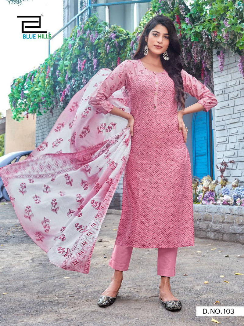 Blue Hills Launch Cotton Candy Vol 1 Cambric Cotton Printed With Fancy Work Designer Kurti