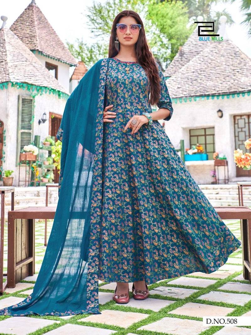 Blue Hills Soulmate Vol 5 Rayon Two Tone Classical Foil Print Kurti