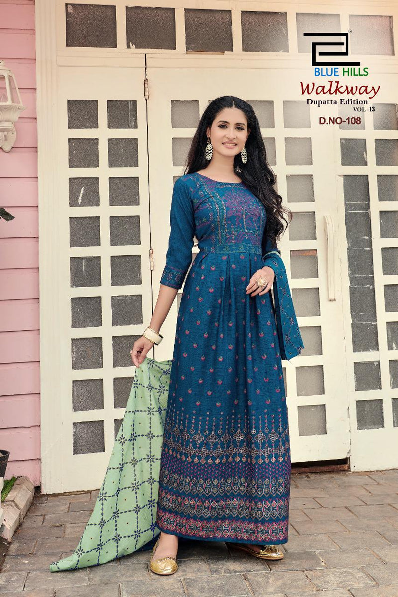 Blue Hills Walkway Vol 13 Rayon Classic Print Casual Wear Kurti Collection