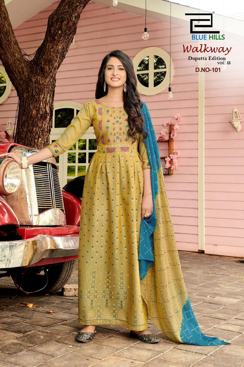 Blue Hills Walkway Vol 13 Rayon Classic Print Casual Wear Kurti Collection