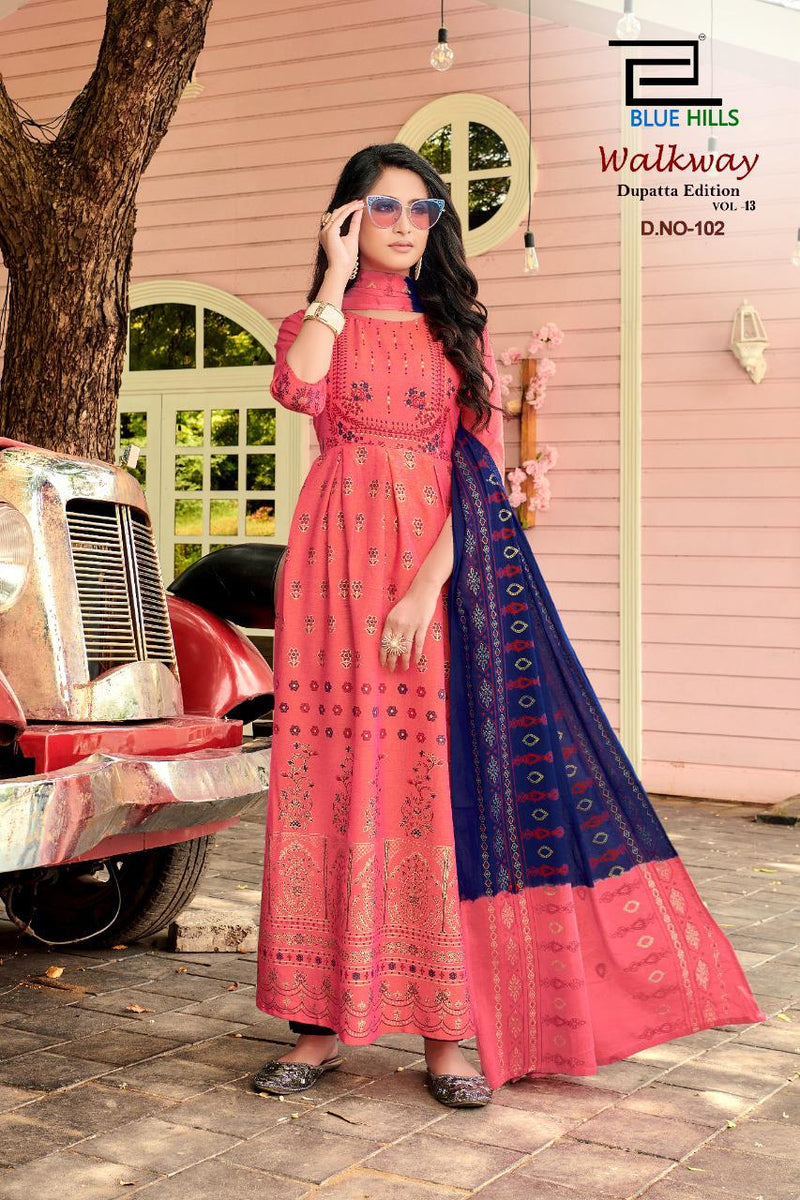 Blue Hills Walkway Vol 13 Rayon Classic Print Casual Wear Kurti Collection