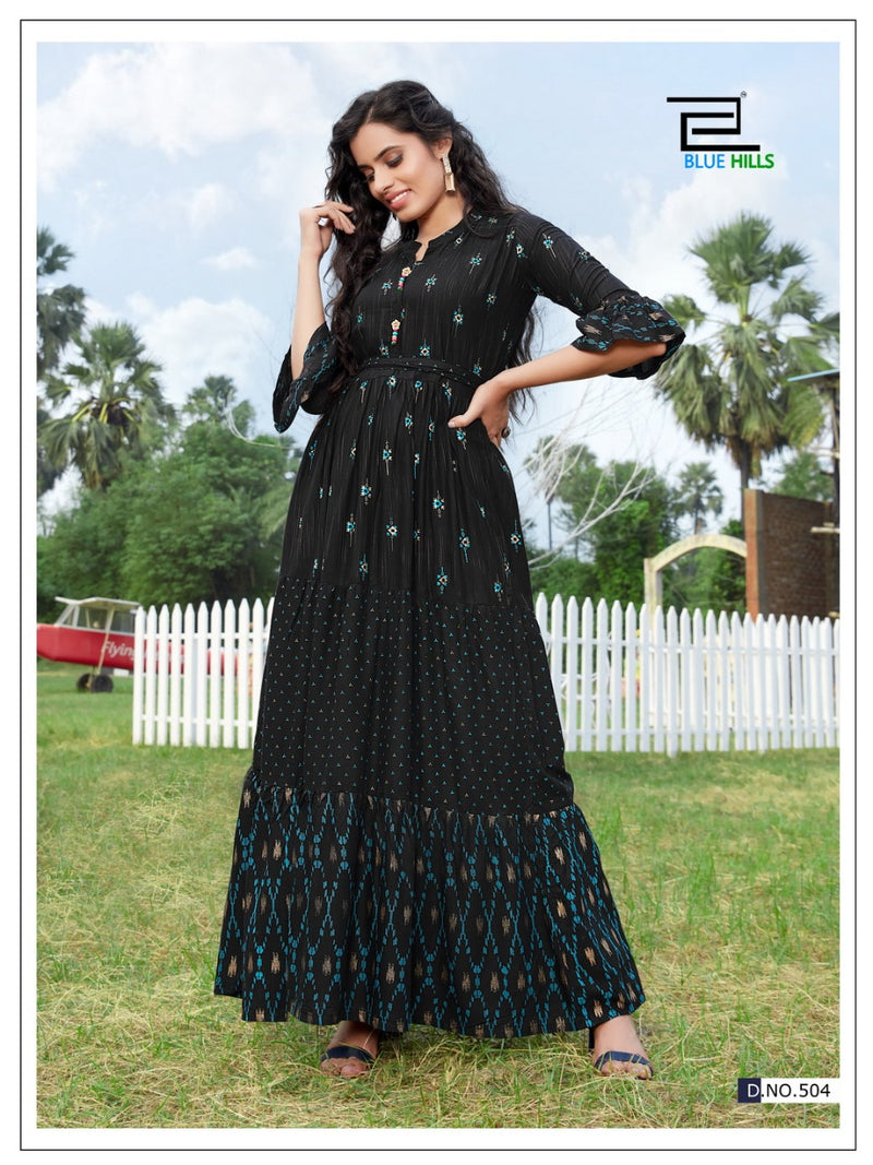 Blue Hills Bournvilla Vol 5 With Foil Print Kurtis In Rayon