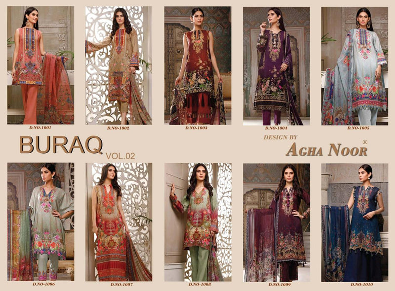 Buraq Vol 2 By Agha Noor Jam Satin Cotton With Fancy Karachi Printed Designer Casual Wear Salwar Kameez