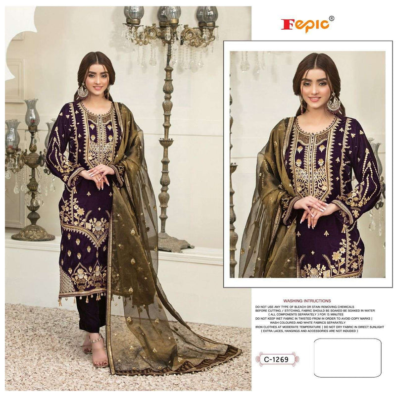 Fepic Rosemeen C 1296 A Velvet With Heavy Embroidery Work Stylish Designer Pakistani Fancy Salwar Kameez