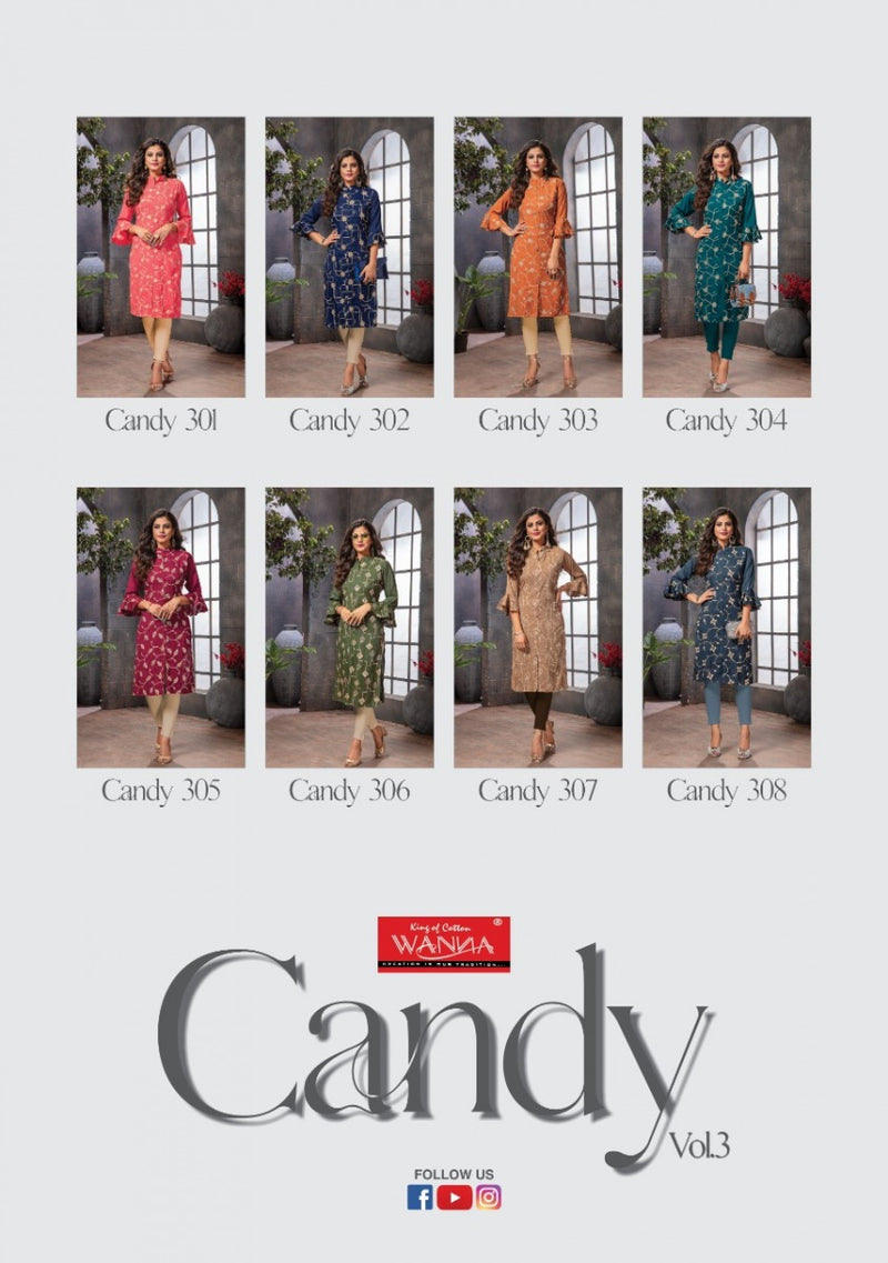 Wanna Candy Vol 3 Rayon Slub Fancy Stylish Kurtis