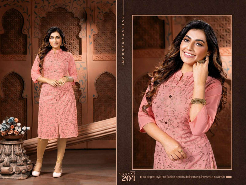 MF Canvas Vol 2 Rayon Fancy Embroidered Festive Wear Kurtis