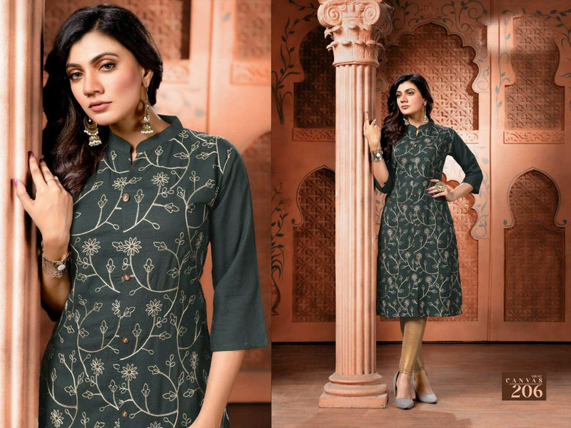 MF Canvas Vol 2 Rayon Fancy Embroidered Festive Wear Kurtis