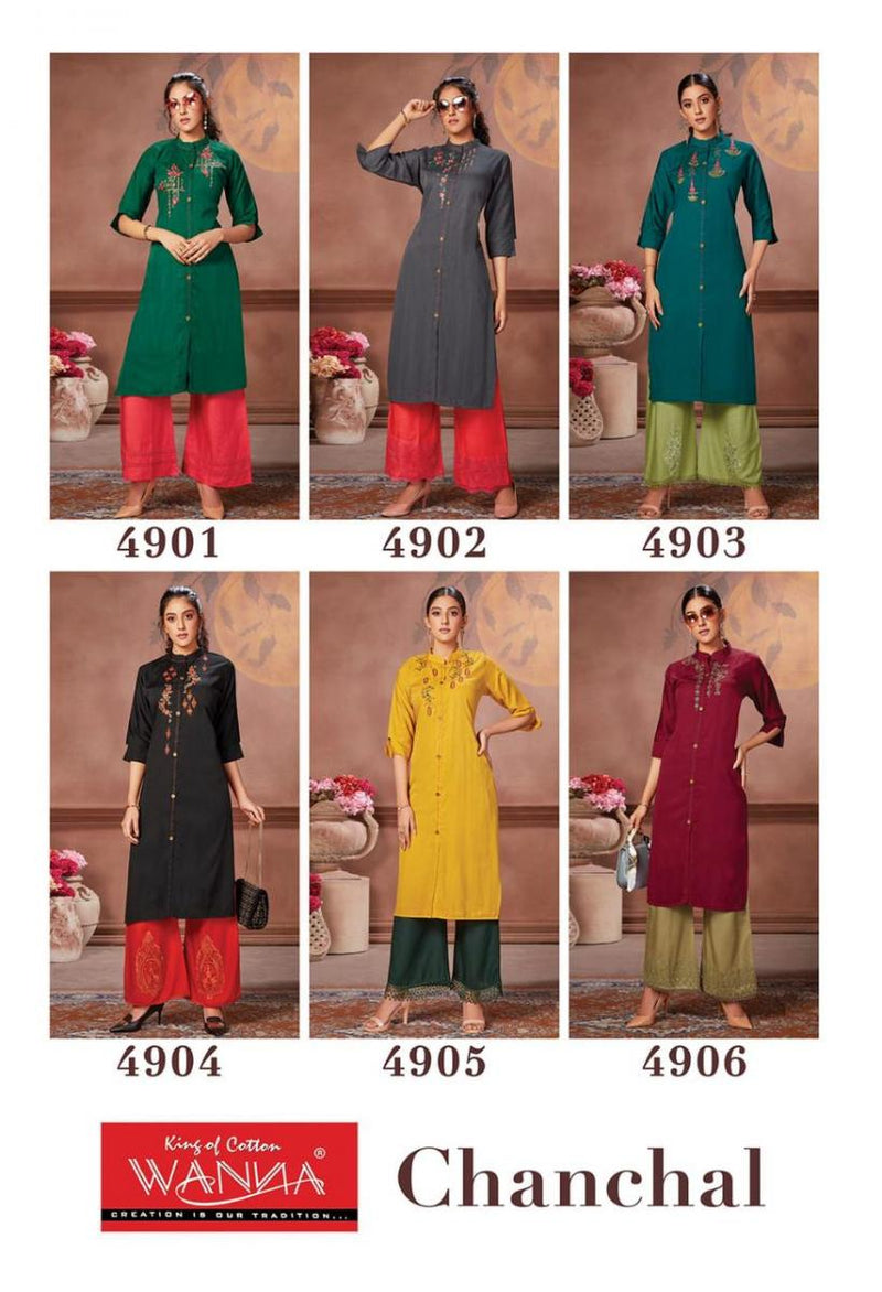 Wanna Chanchal Rayon Printed Stylish Kurtis With Bottom