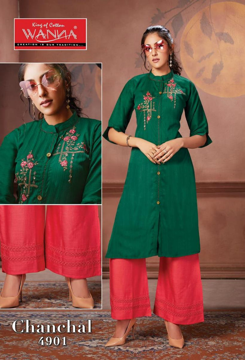 Wanna Chanchal Rayon Printed Stylish Kurtis With Bottom