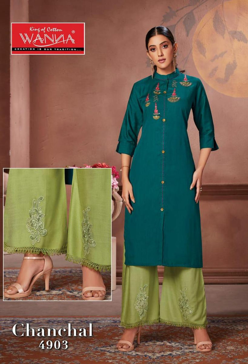 Wanna Chanchal Rayon Printed Stylish Kurtis With Bottom