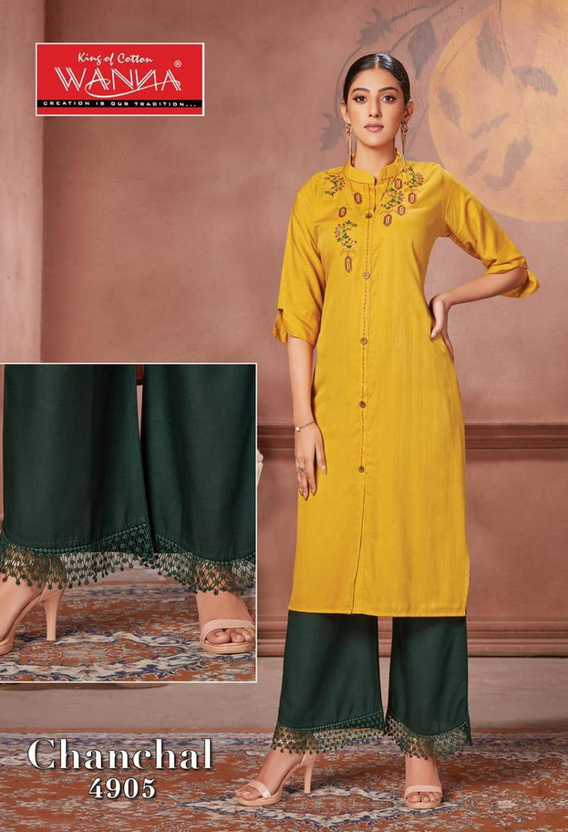 Wanna Chanchal Rayon Printed Stylish Kurtis With Bottom
