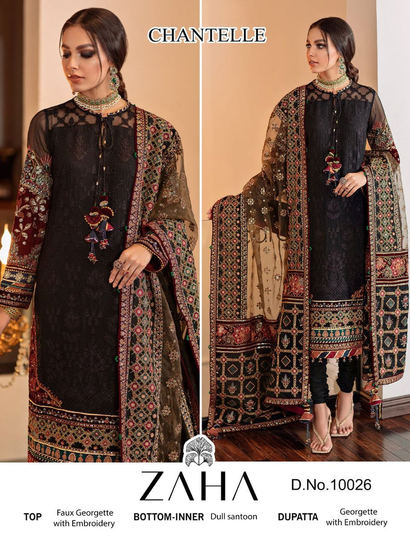 Zaha Chanterelle Georgette With Heavy Embroidery Pakistani Style Wedding Wear Salwar Suits