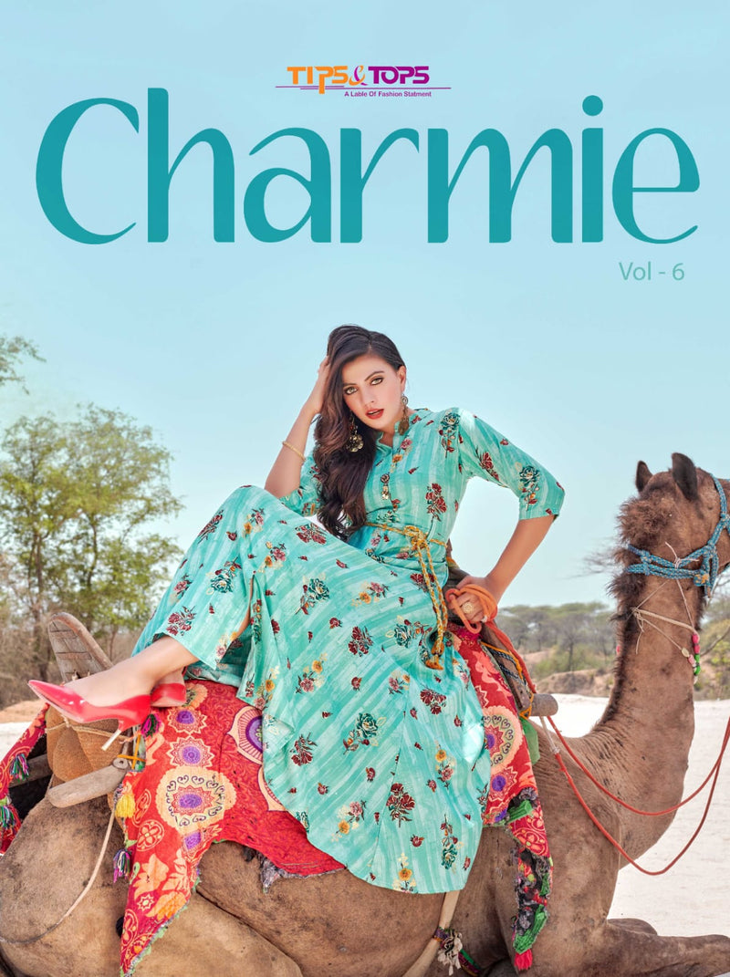 Tips & Tops Charmie Vol 6 Rayon Printed Gown Style Fancy Wear Kurtis