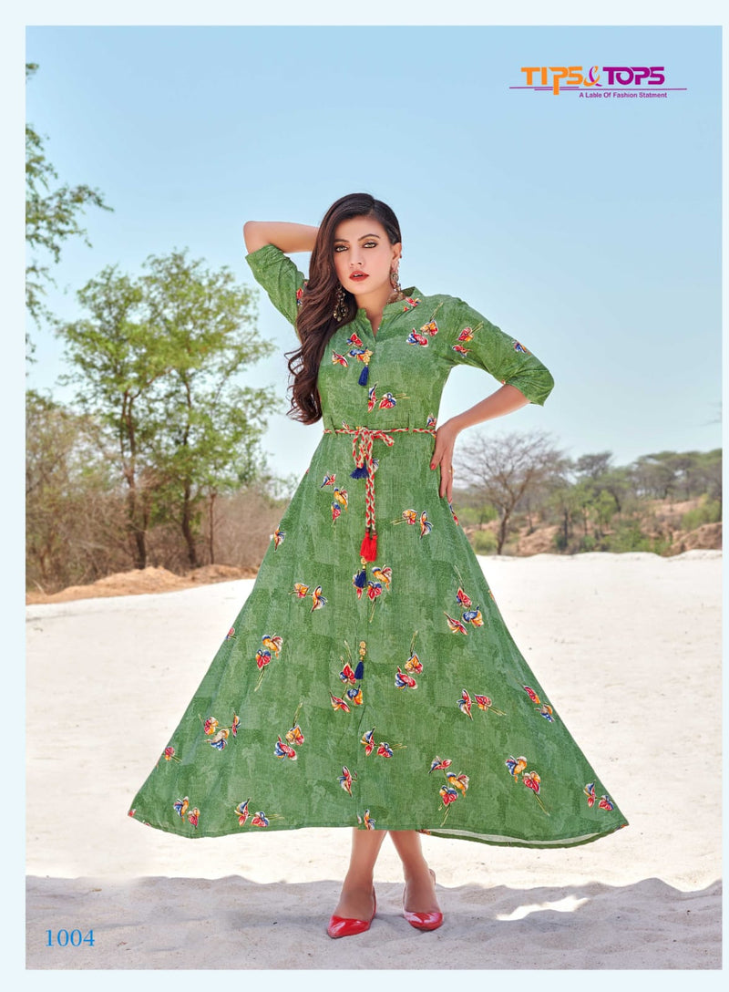 Tips & Tops Charmie Vol 6 Rayon Printed Gown Style Fancy Wear Kurtis