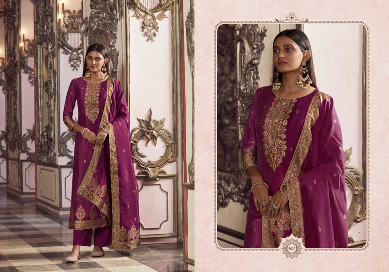 Zisa Charmy Silky Festiva Silk Jacquard Gota Jari Work Fancy Designer Partywear Salwar Kameez