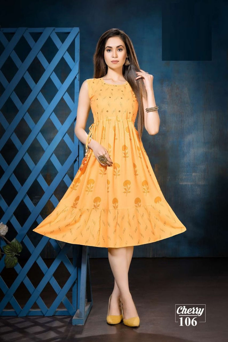 Beauty Queen Cherry Rayon With Fancy Wear Stylish Designer Party Wear Casual Look Kurti