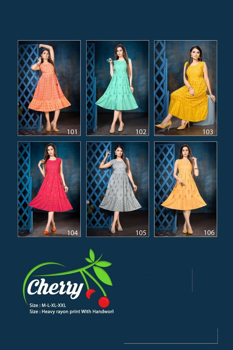 Beauty Queen Cherry Rayon With Fancy Wear Stylish Designer Party Wear Casual Look Kurti