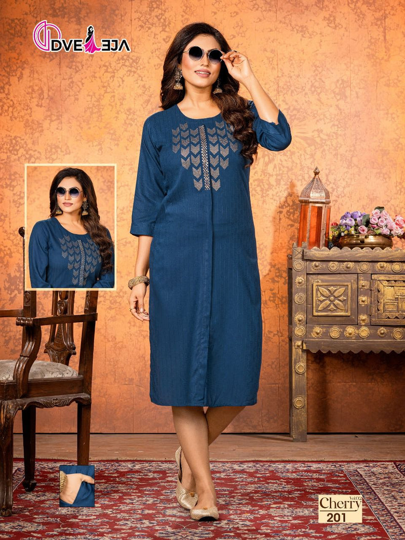 Dveeja Cherry Vol 2 Rayon Fancy Designer Party Wear Straight  Kurtis