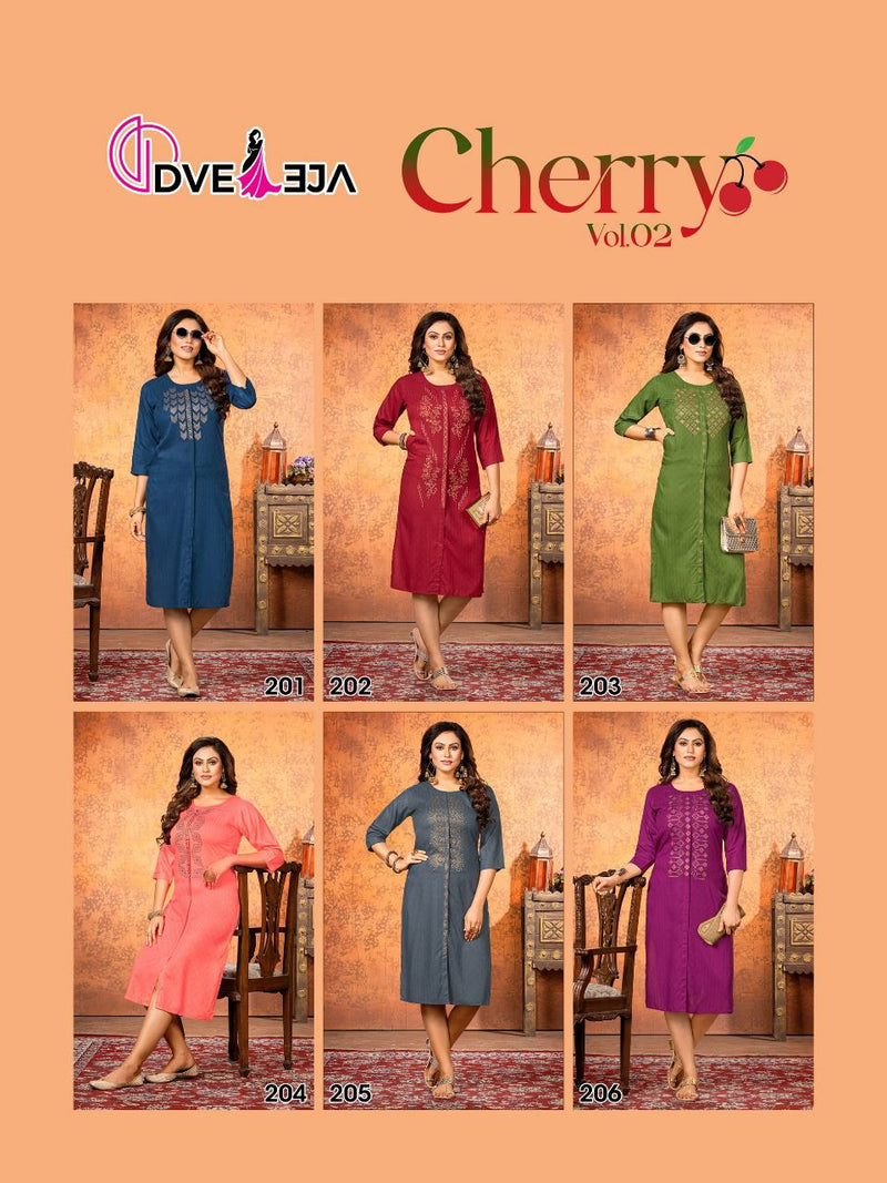 Dveeja Cherry Vol 2 Rayon Fancy Designer Party Wear Straight  Kurtis