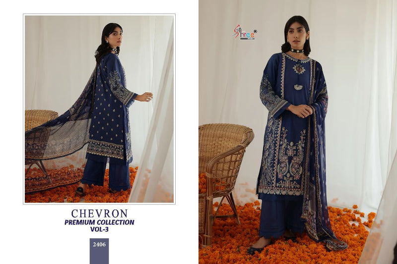 Shree Fabs Chevron Premium Collection Vol 3 Lawn Cotton With Fancy Work Stylish Designer Pakistani Salwar Kameez